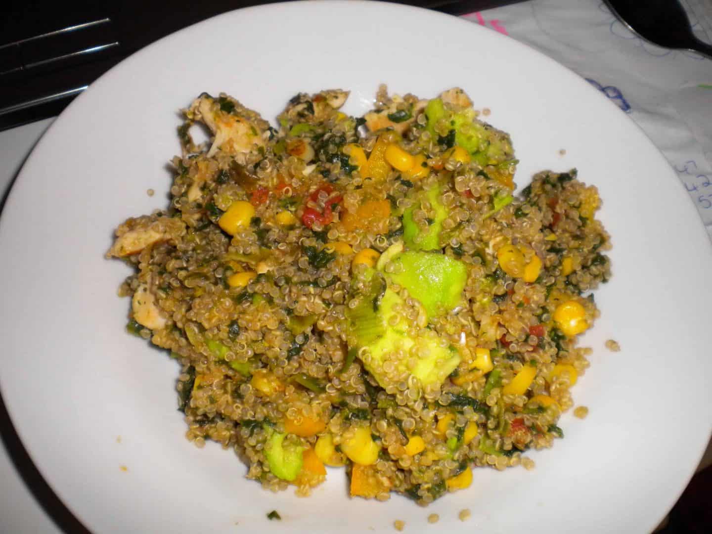 Quinoa with chicken, avo and spinach…mouthwatering!