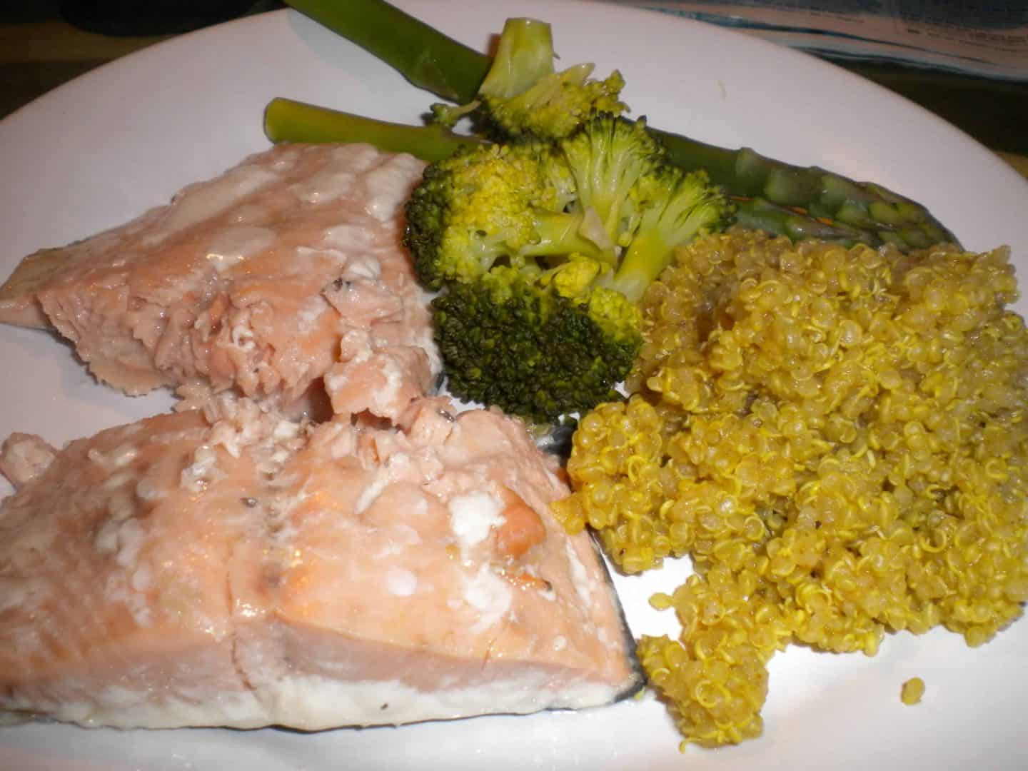 Curried quinoa with salmon – a quick gluten free dish