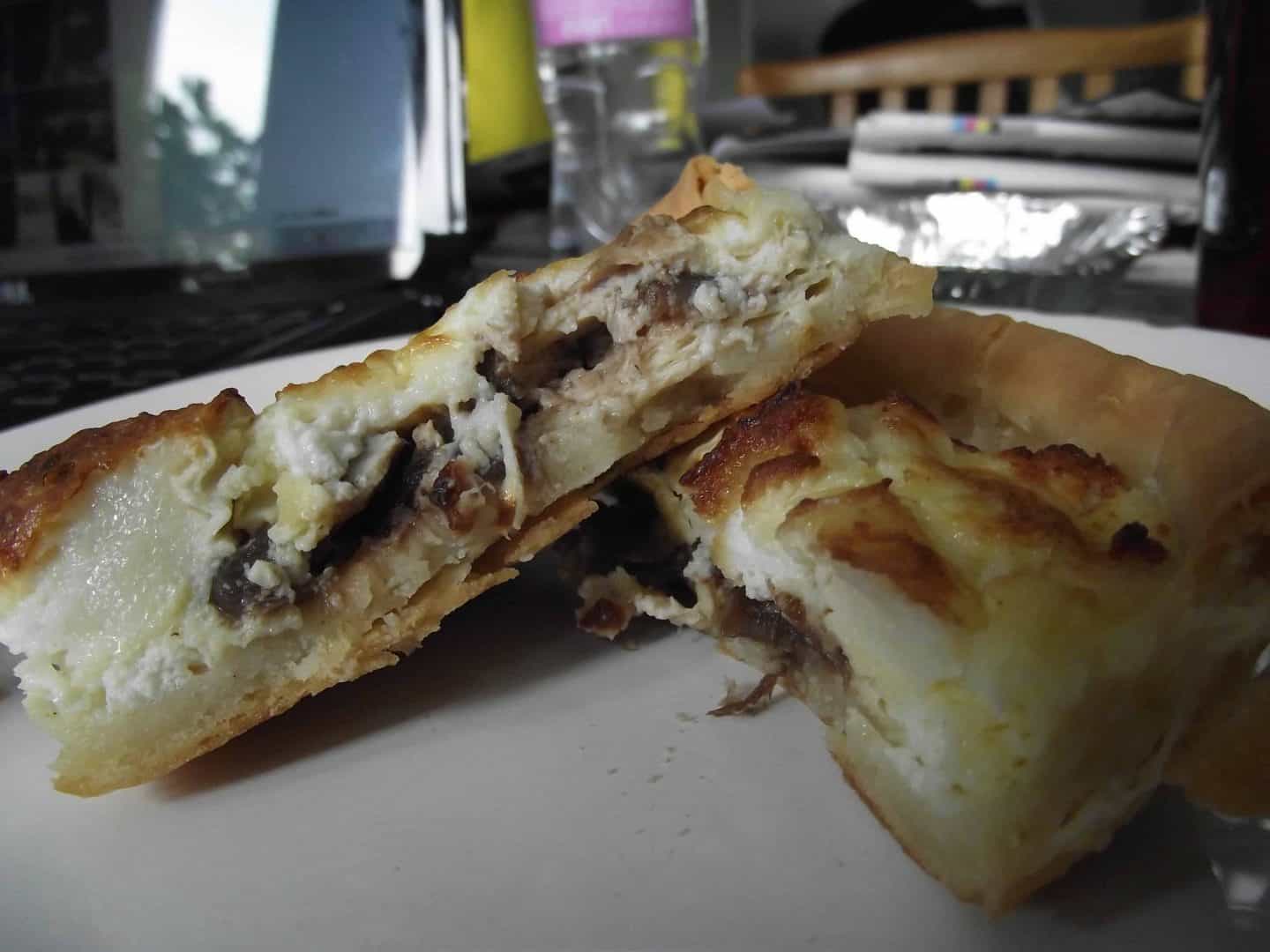 Gluten free caramelised red onion and goat’s cheese tart