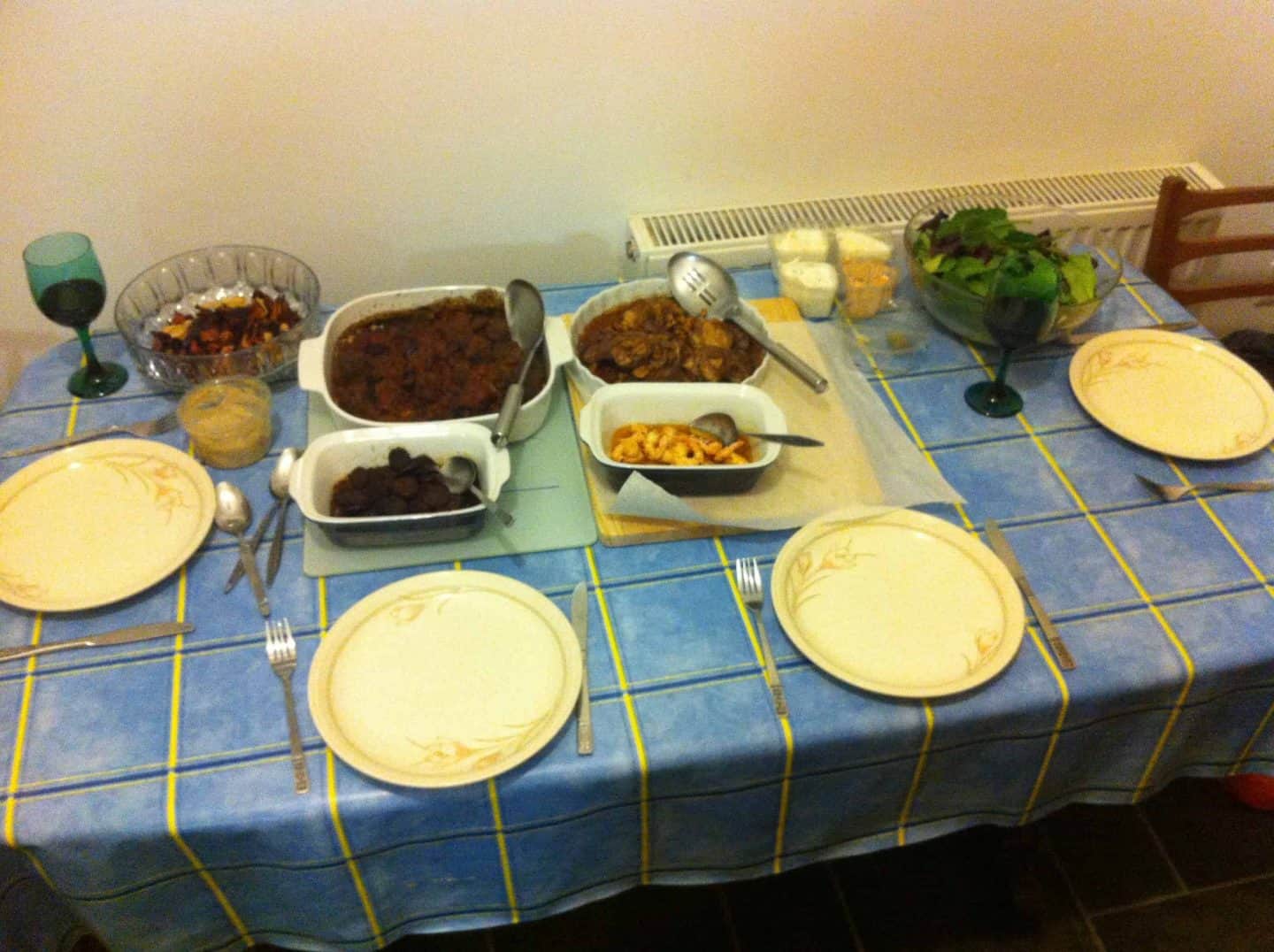 Gluten free tapas, part one: chorizo, prawns, meatballs, and plenty of red wine