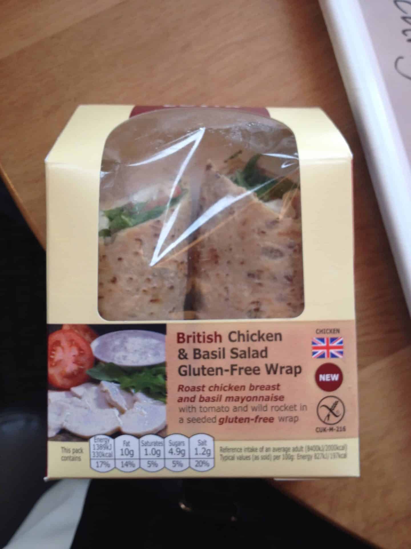 Gluten free chicken wrap from Costa Coffee
