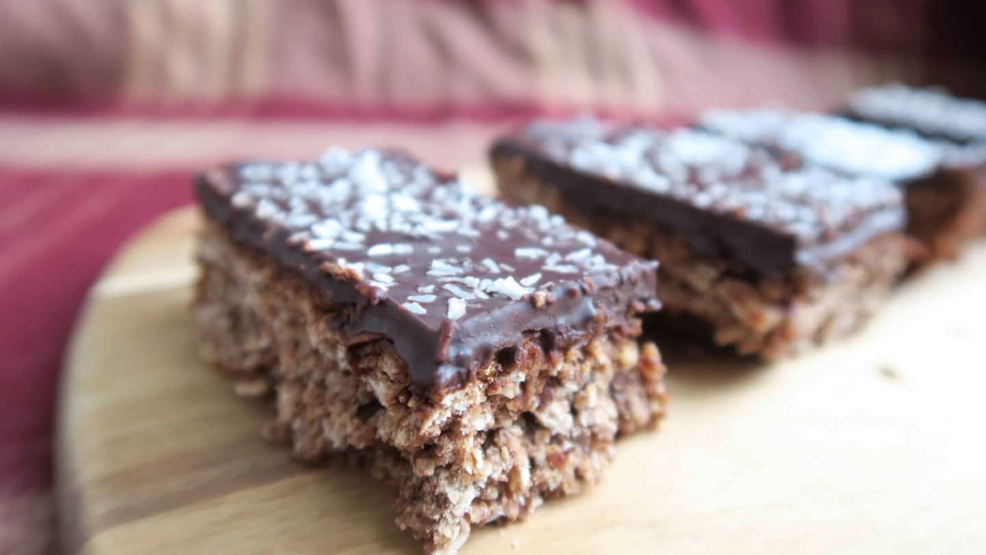 Gluten free chocolate and coconut ‘Bounty’ flapjacks