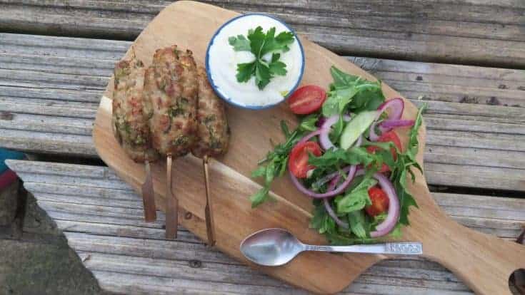 gluten free bbq recipe pork kofta garlic yoghurt rocket salad 22