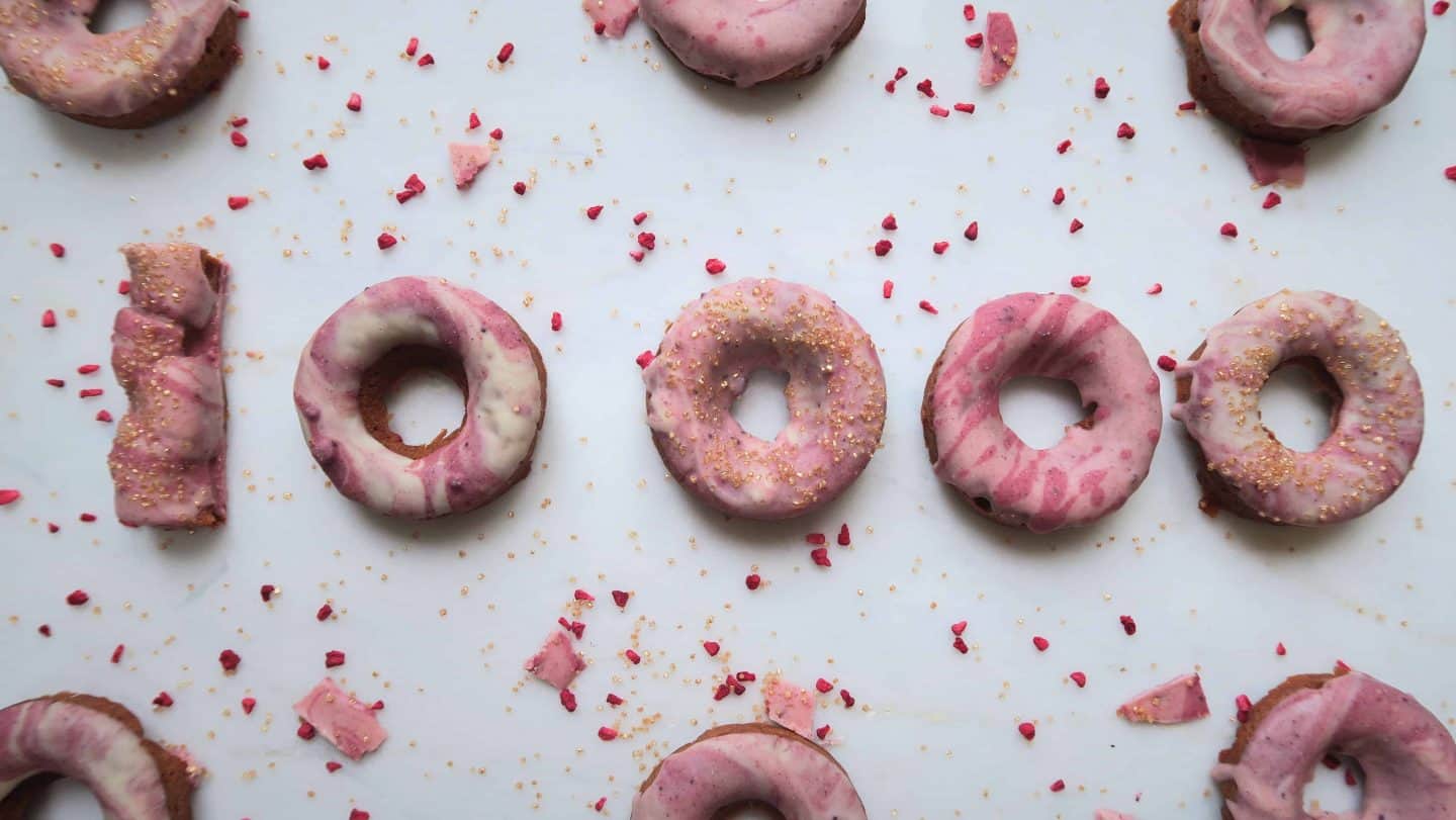 Gluten, egg and dairy free red velvet doughnuts to celebrate 10k