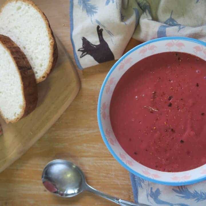 Gluten free beetroot soup - dairy free and vegan