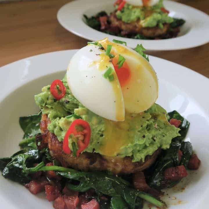 Gluten free potato rosti brunch stack
