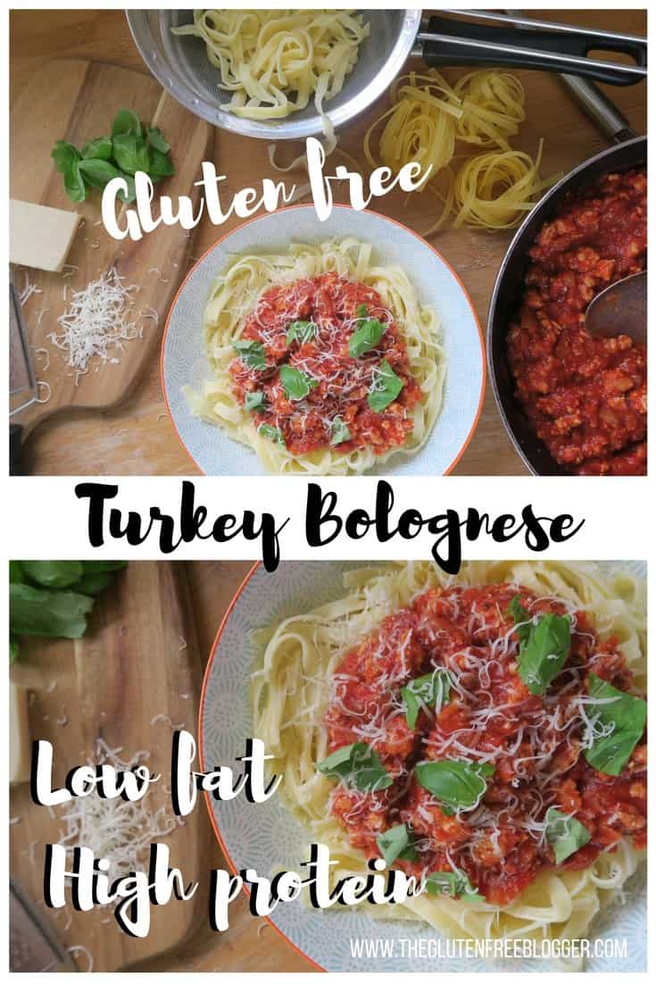 Gluten free turkey bolognese - a low fat, high protein, easy dinner idea