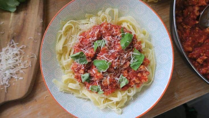 gluten free turkey bolognese low fat high protein dinner recipe