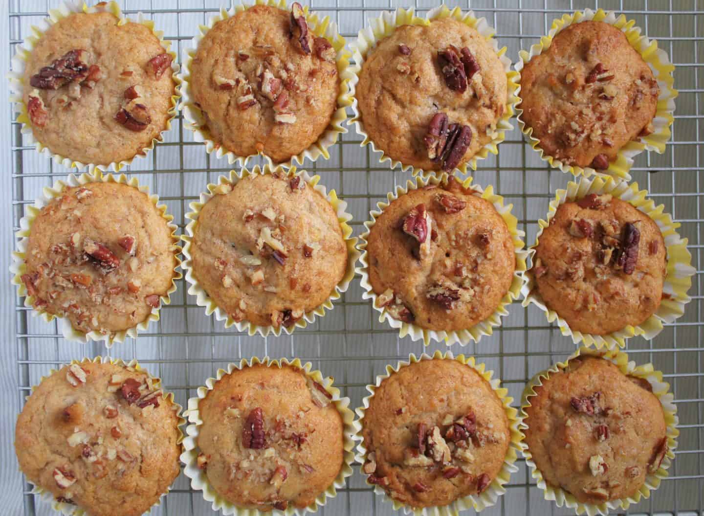 My super simple and tasty gluten free vegan banana muffins with pecans