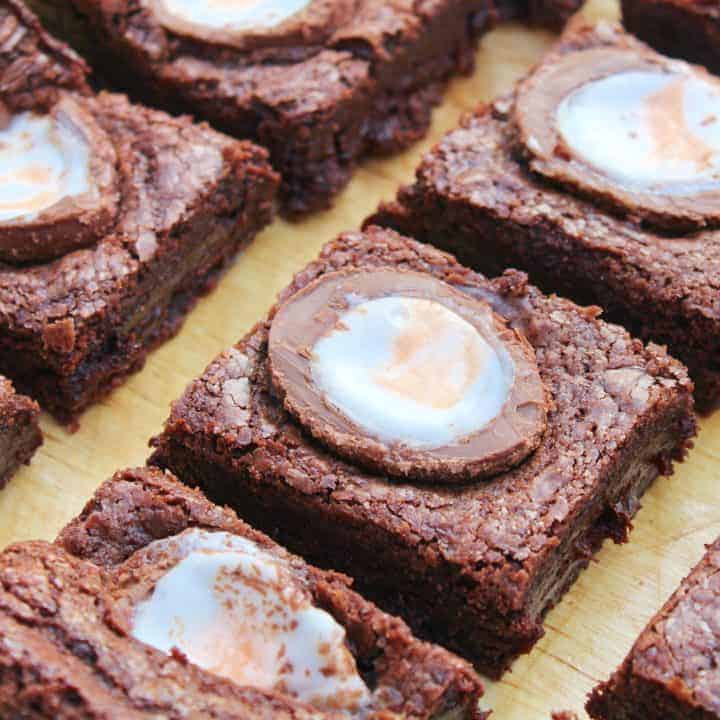 Gluten free Creme Egg brownies