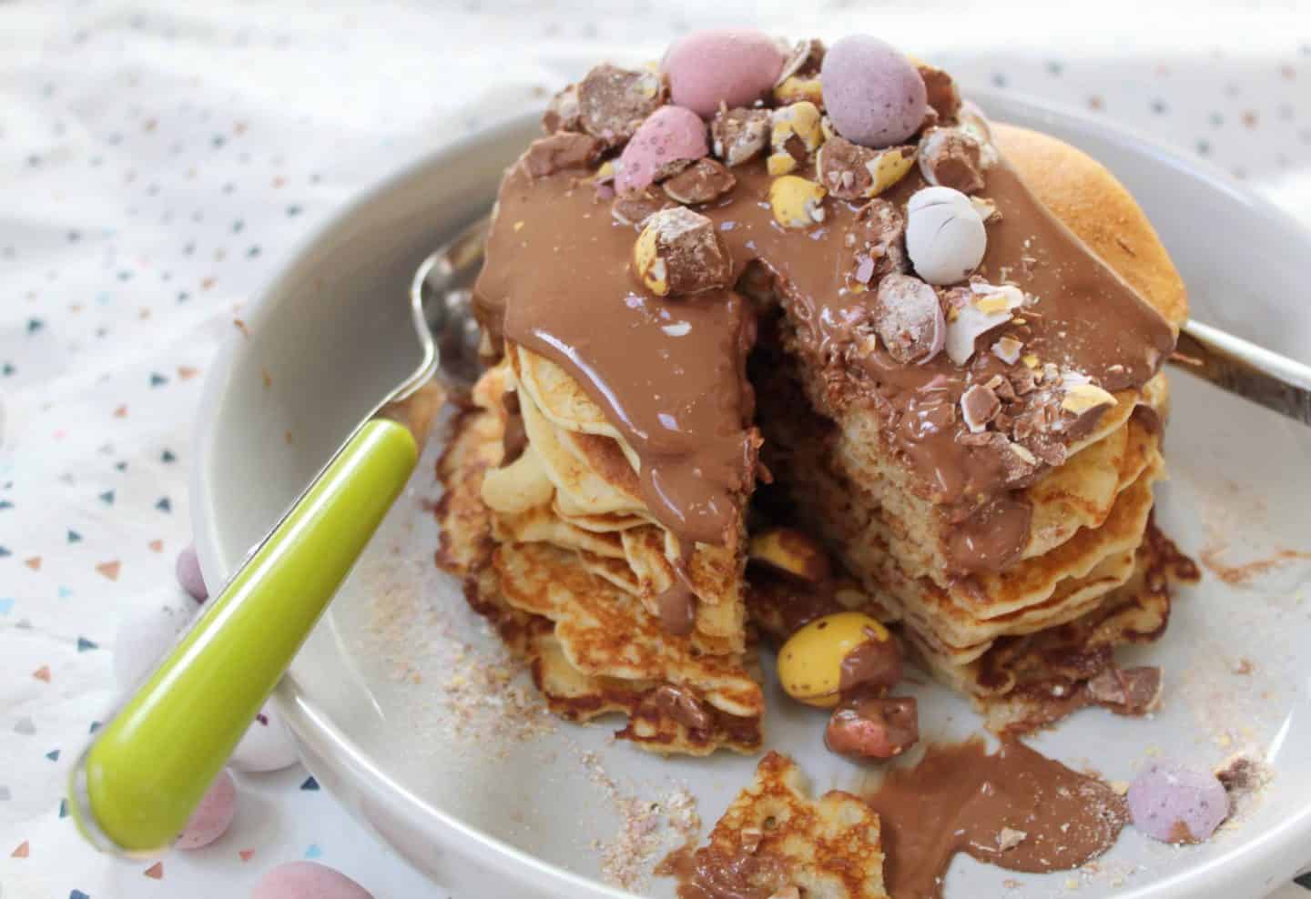 Gluten free Mini Egg pancakes – the ULTIMATE Pancake Day stack!