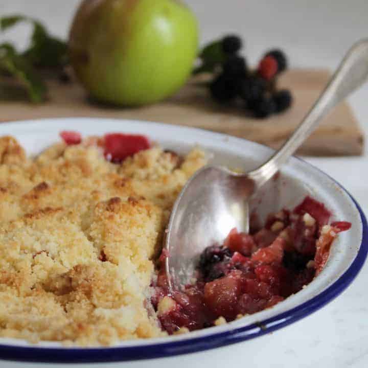 Gluten free apple and blackberry crumble