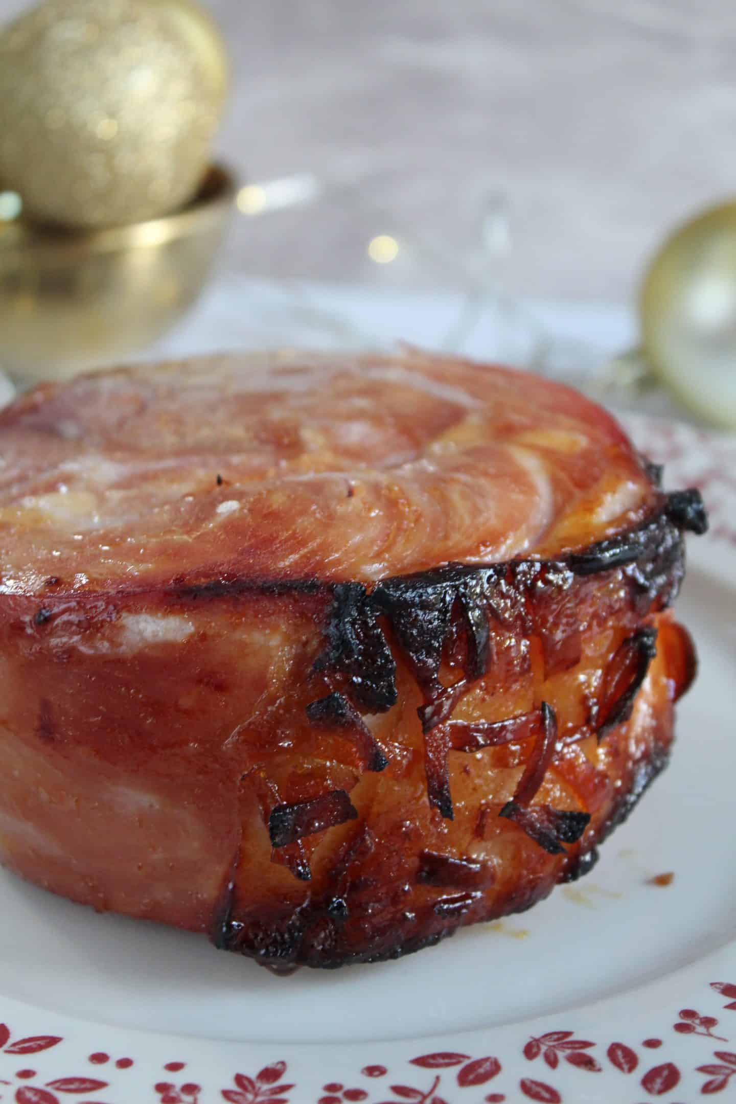 A slow cooker gammon joint with marmalade glaze.