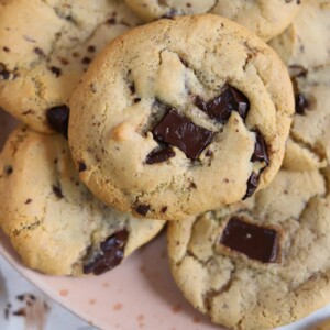 A plate of gluten Free Vegan Chocolate Chip Cookies.