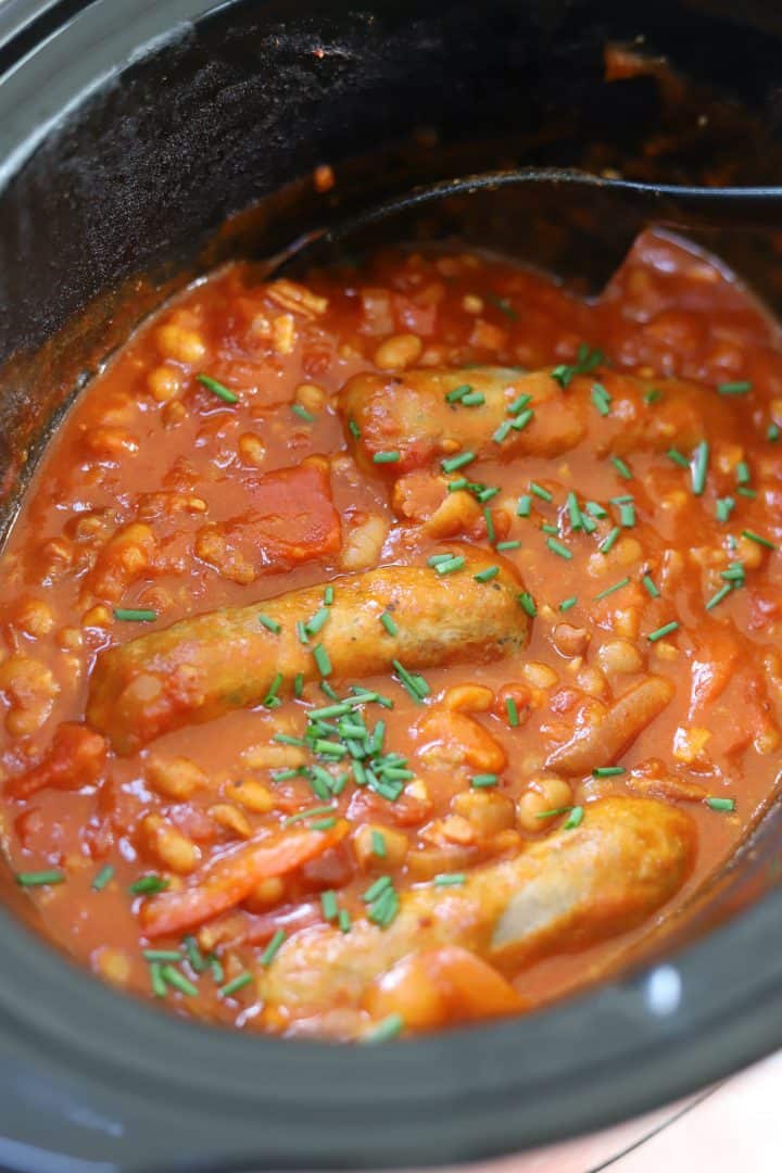 Slow Cooker Sausage and Bean Casserole (Gluten Free)