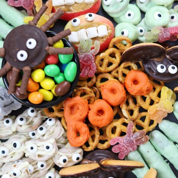 A gluten free halloween snack board.