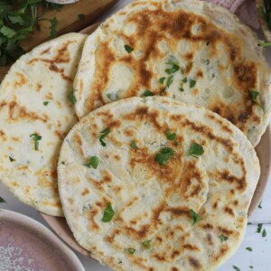 Gluten free flatbreads on a table.