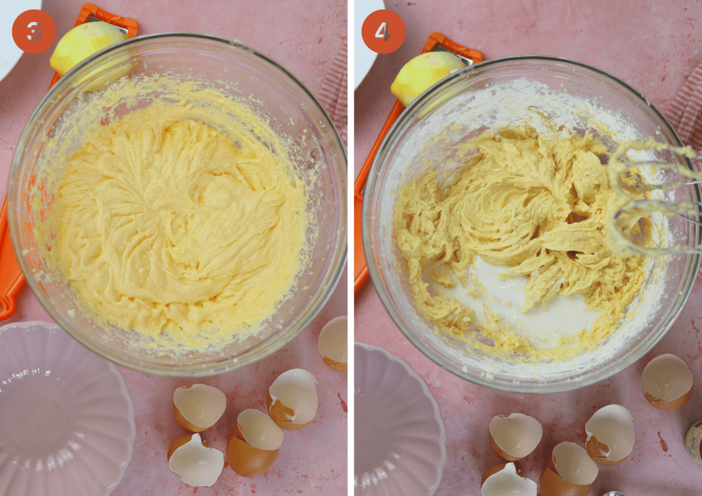 Adding the flour to the gluten free madeira cake.