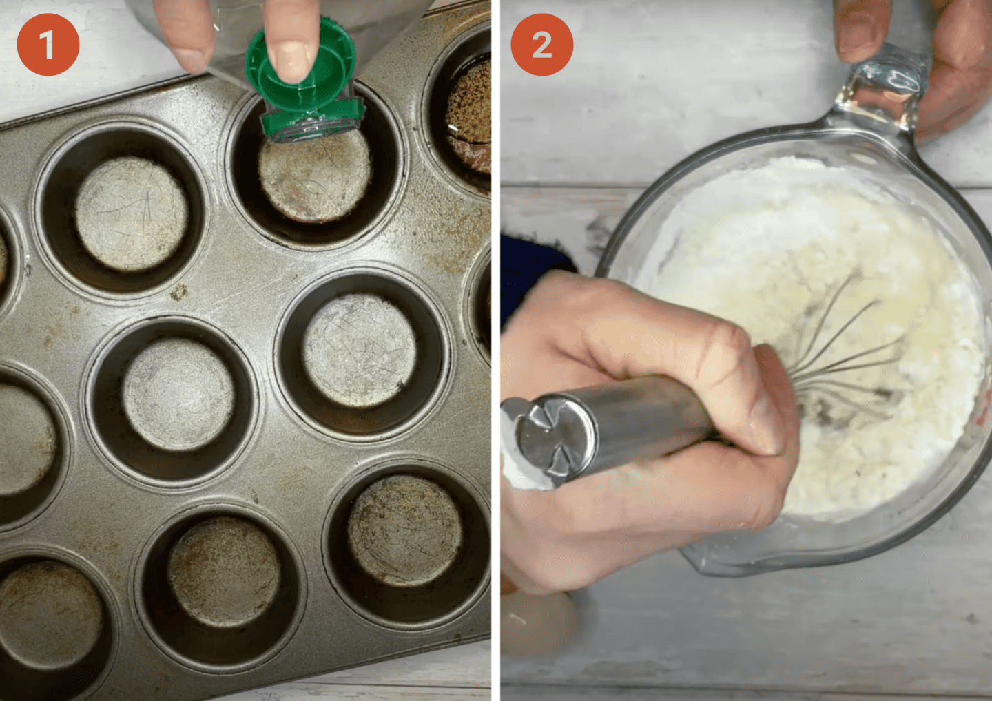 Heat the oil in a muffin tin while you mix the Yorkshire pudding batter.