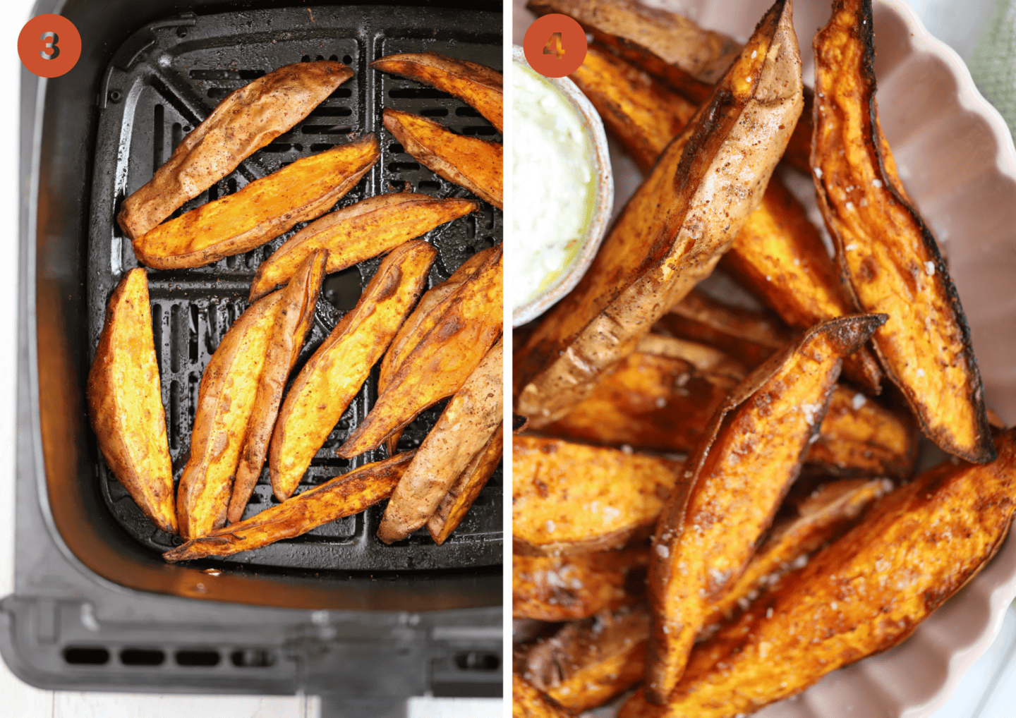 The cooked air fryer wedges.