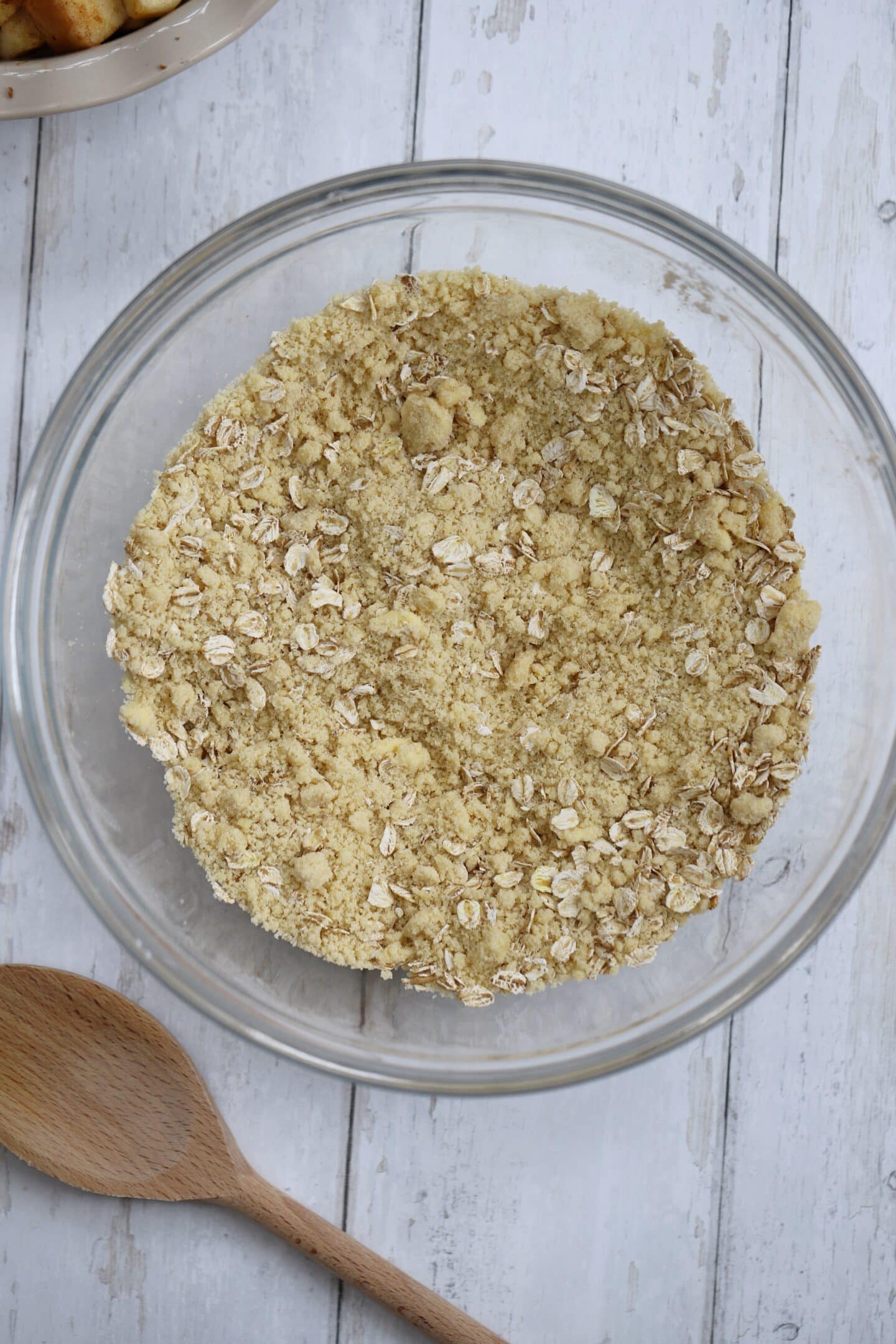 A bowl of gluten free crumble topping.