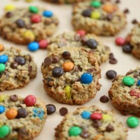 A tray of gluten free Monster Cookies.