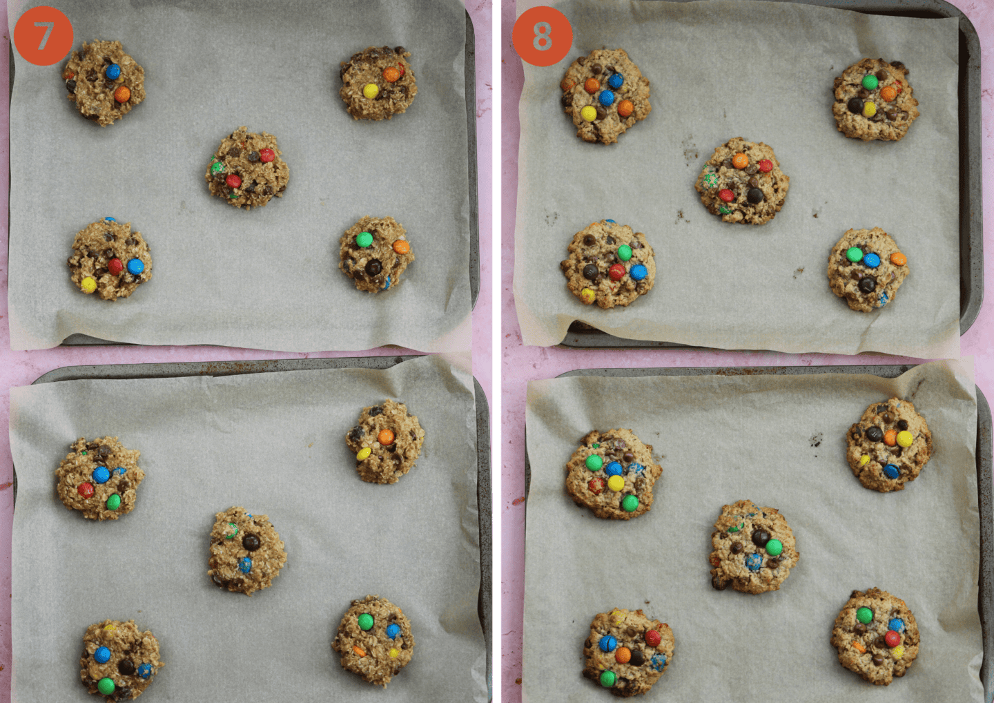 The Monster Cookies before and after baking.