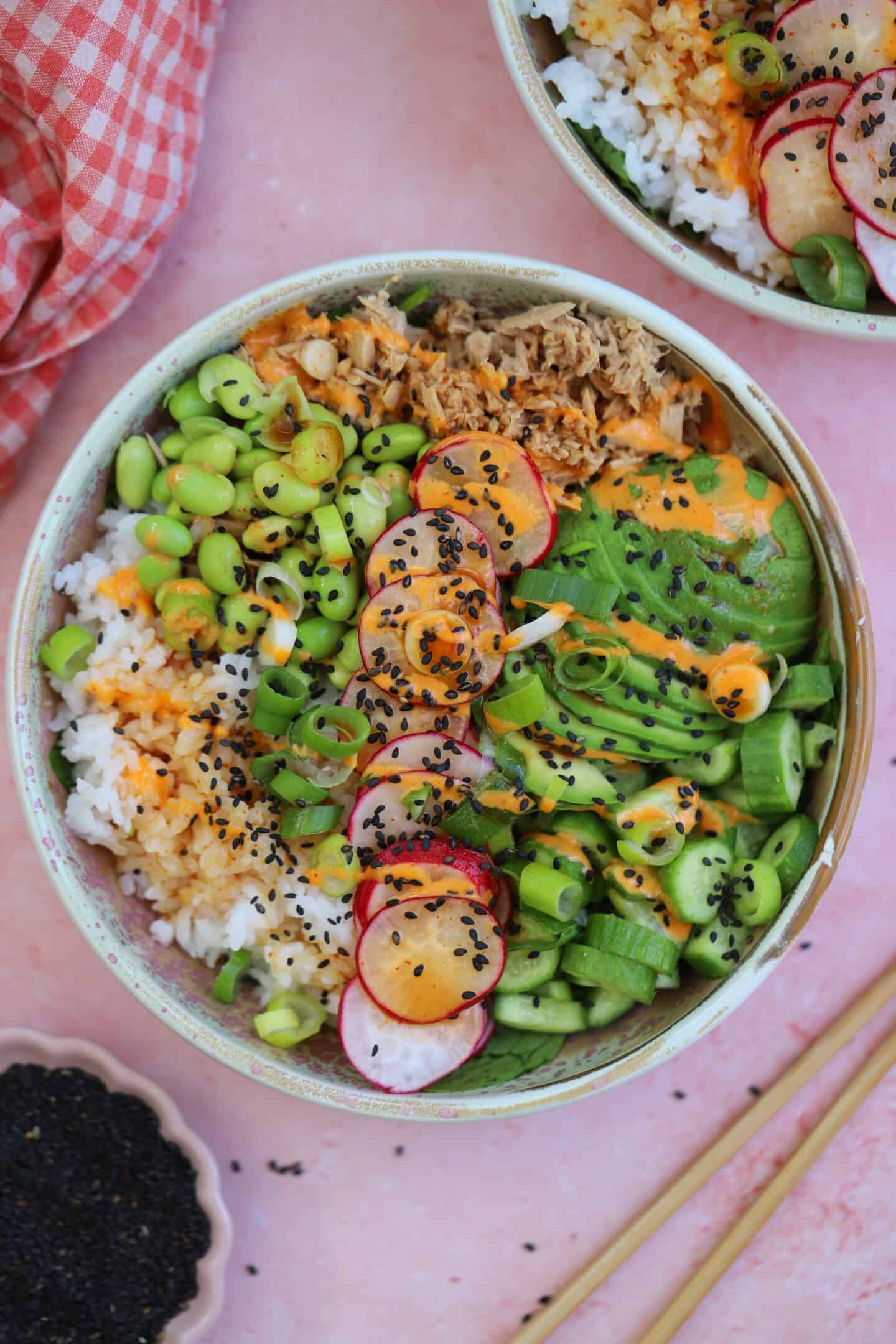 A tuna sushi bowl.