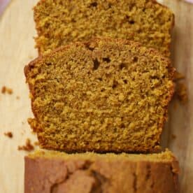 Slices of gluten free pumpkin bread.