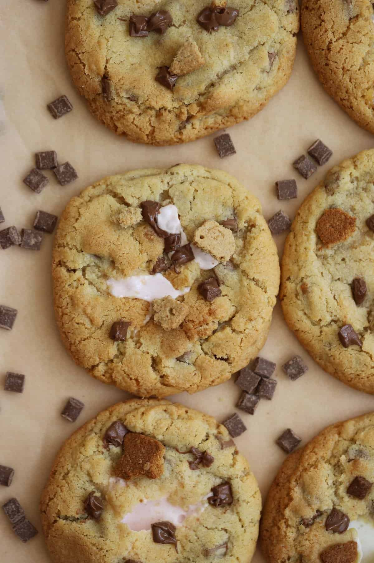 Close up of a gluten free smores cookie.