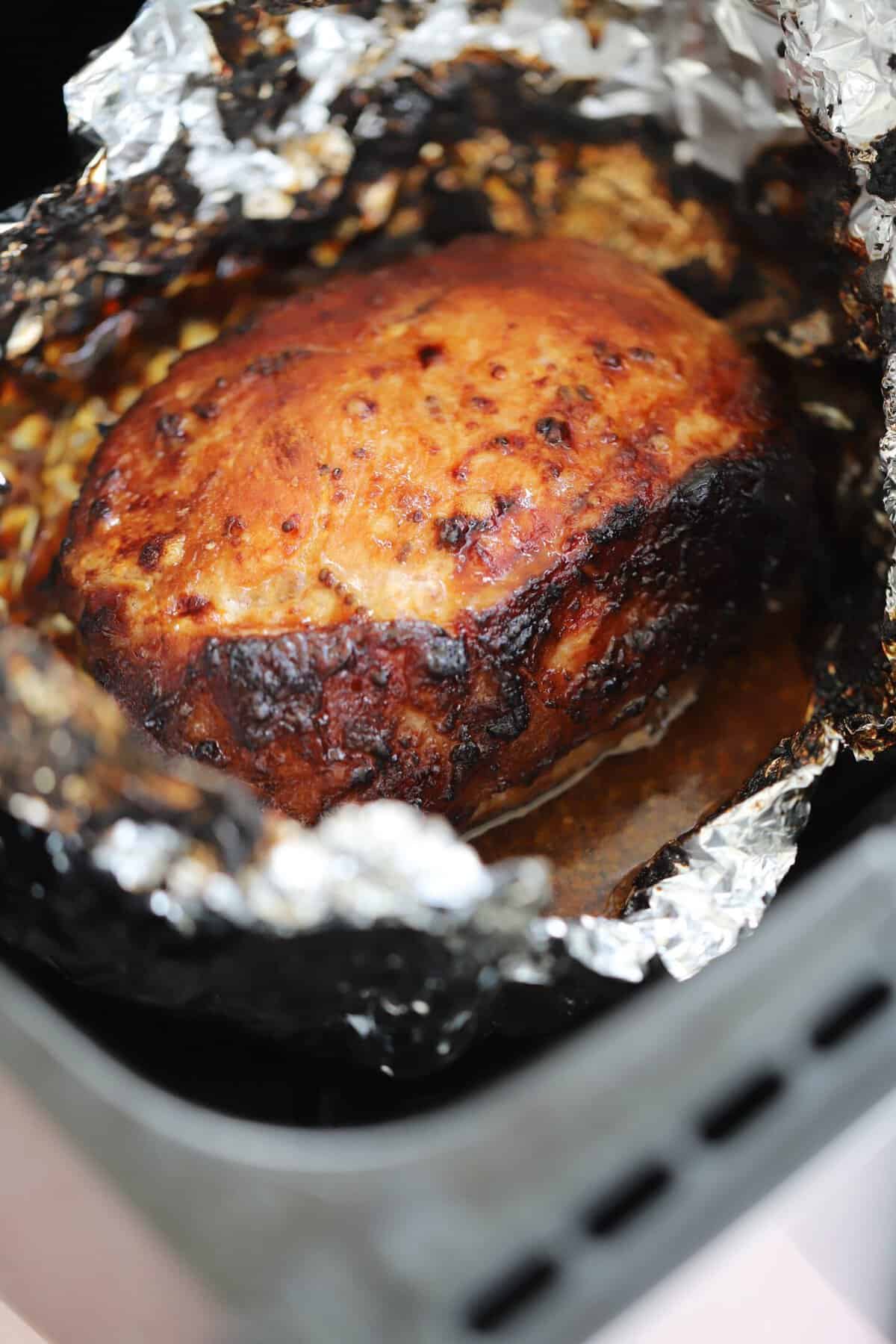 A ham joint in the air fryer.